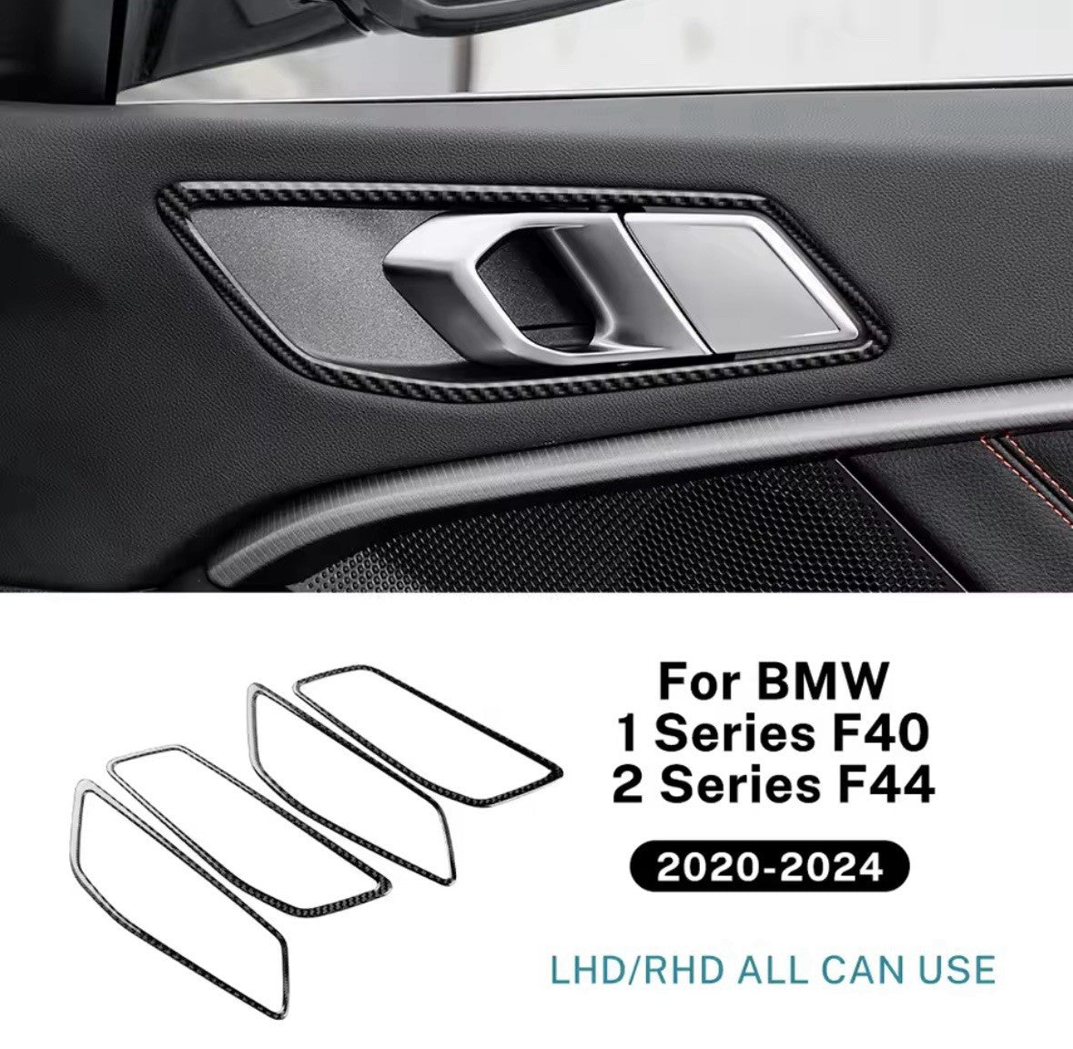 Carbon Fibre Interior Door Handle Surrounds For BMW 1 2 Series F40 F44 RHD