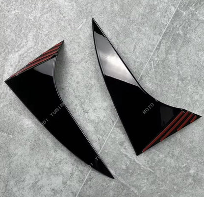 Rear Window Side Canard Spoiler Strips Gloss Black For Ford Focus MK3.5 2015-2018