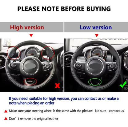 Mini Cooper 2014-2016 Suede Steering Wheel Cover Self Stitch Blue Thread