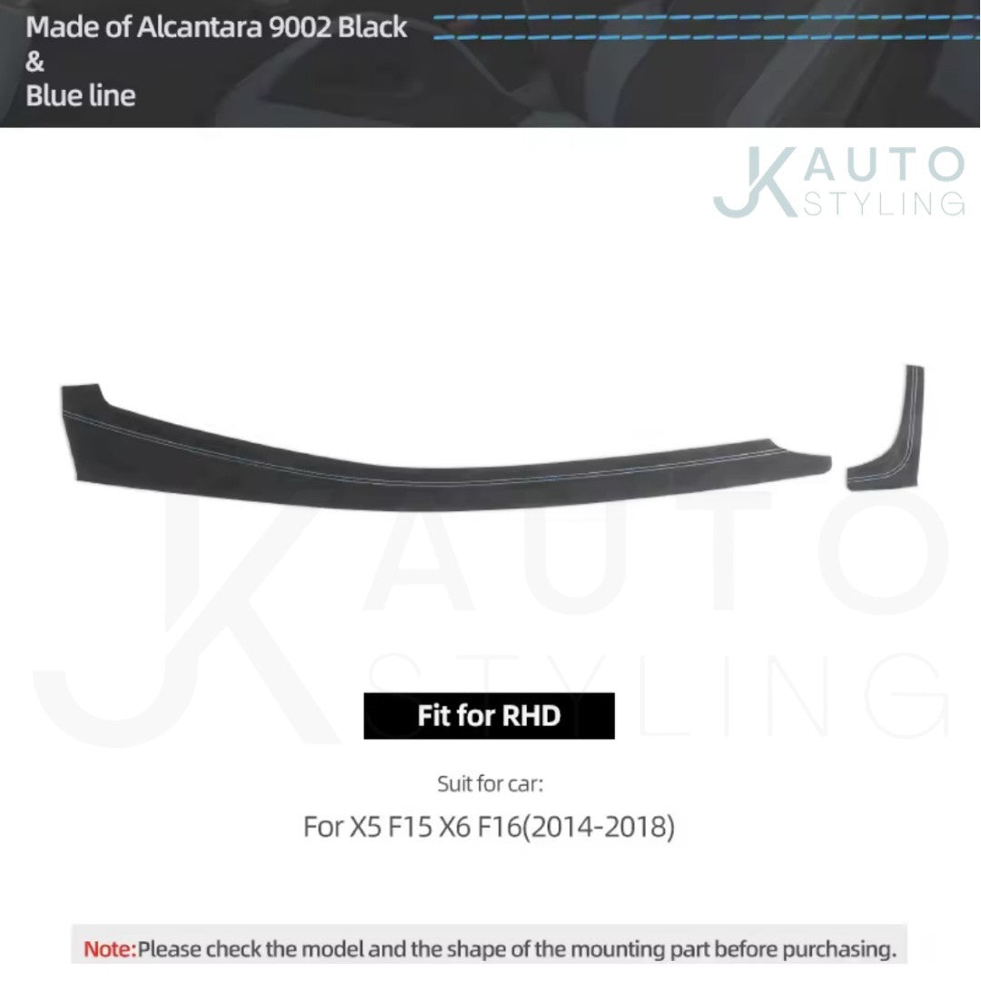 BMW X5 F15 X6 F16 2014-2018 Alcantara Centre Dashboard Panel Cover Blue Stripes
