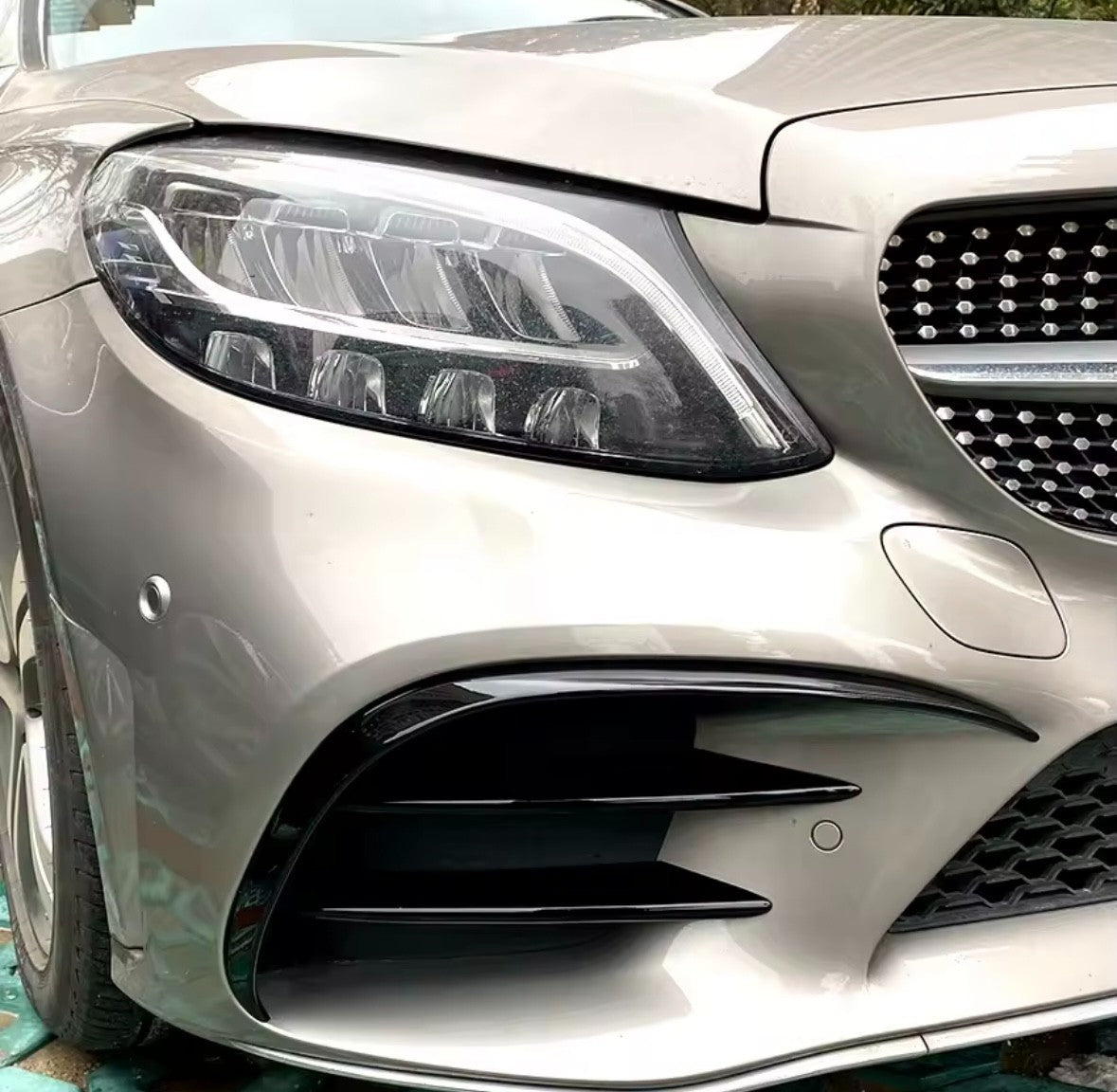 Gloss Black Front Bumper Side Vent Canards For Mercedes Benz C Class W205 C205
