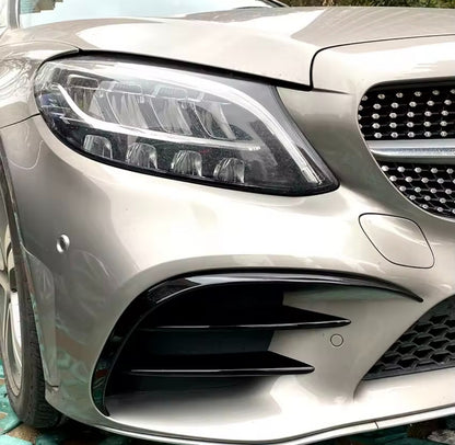 Gloss Black Front Bumper Side Vent Canards For Mercedes Benz C Class W205 C205