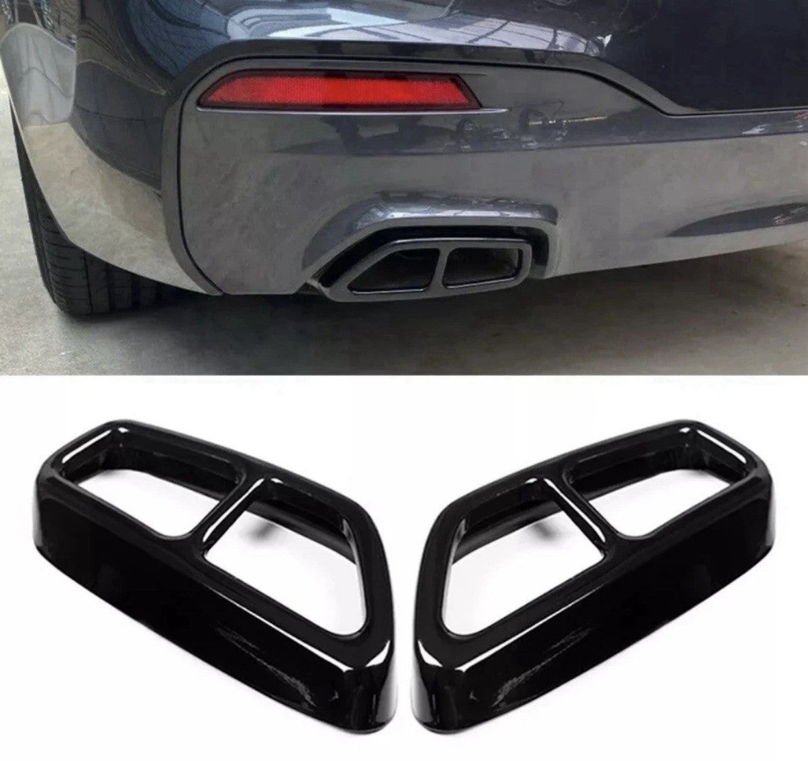 BMW 5 Series G30 G31 G32 Gloss Black Exhaust Tips Tailpipe Cover Trim 2pcs