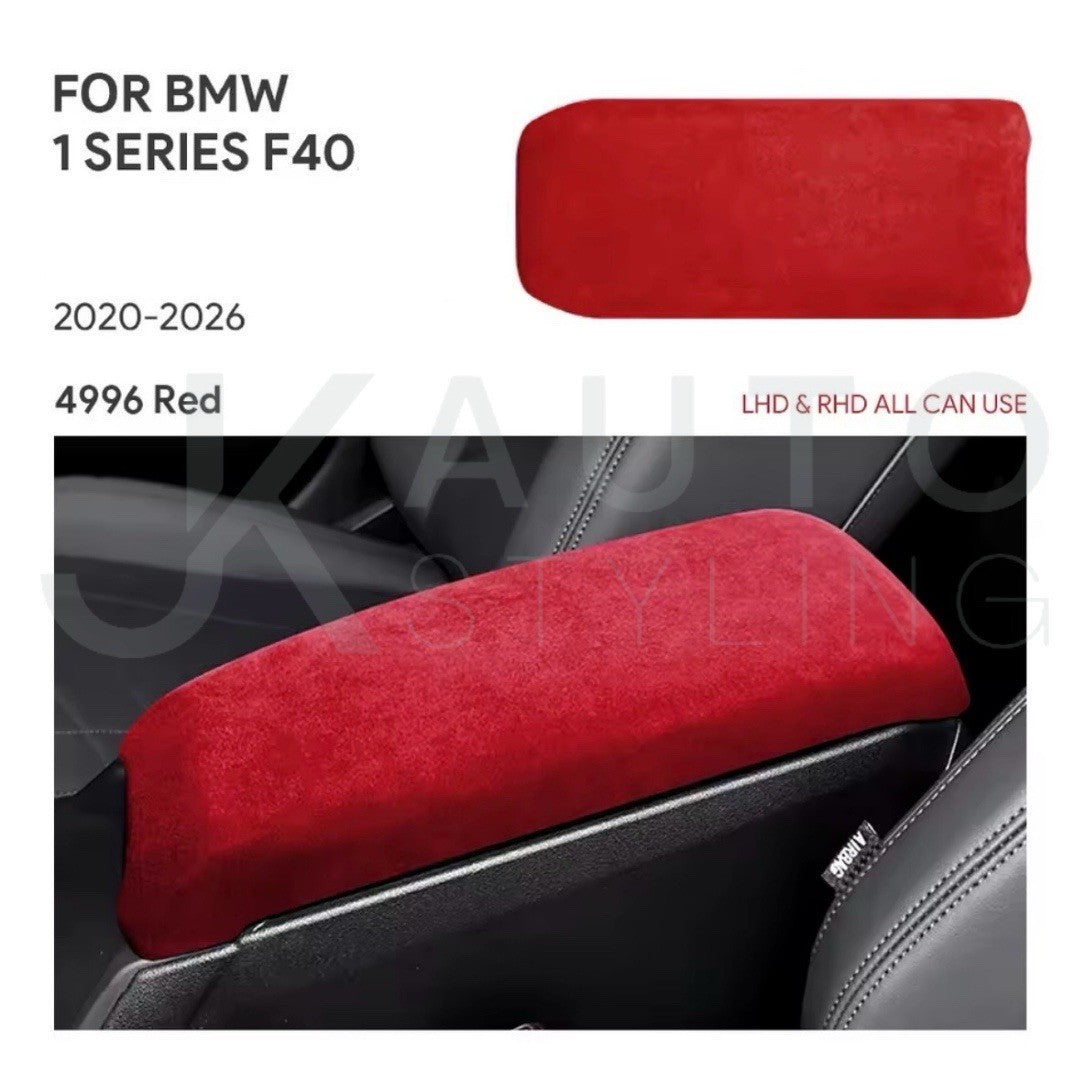 BMW 1 Series F40 Red Suede Alcantara Central Armrest Cover Trim Pad Cushion