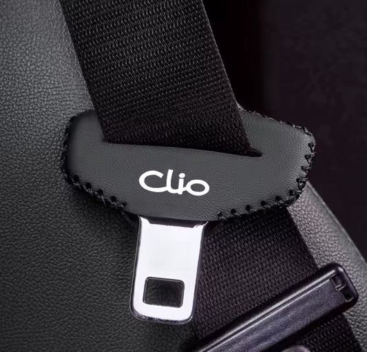2pcs Black PU Leather Seatbelt Buckle Covers Clasp Protectors For Renault Clio