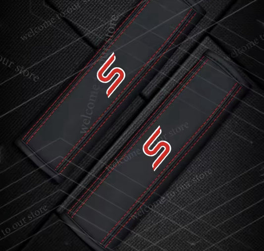 Ford Zetec S Seatbelt Cover Pad For Ford Fiesta Focus Zetec S Black & Red 2pcs