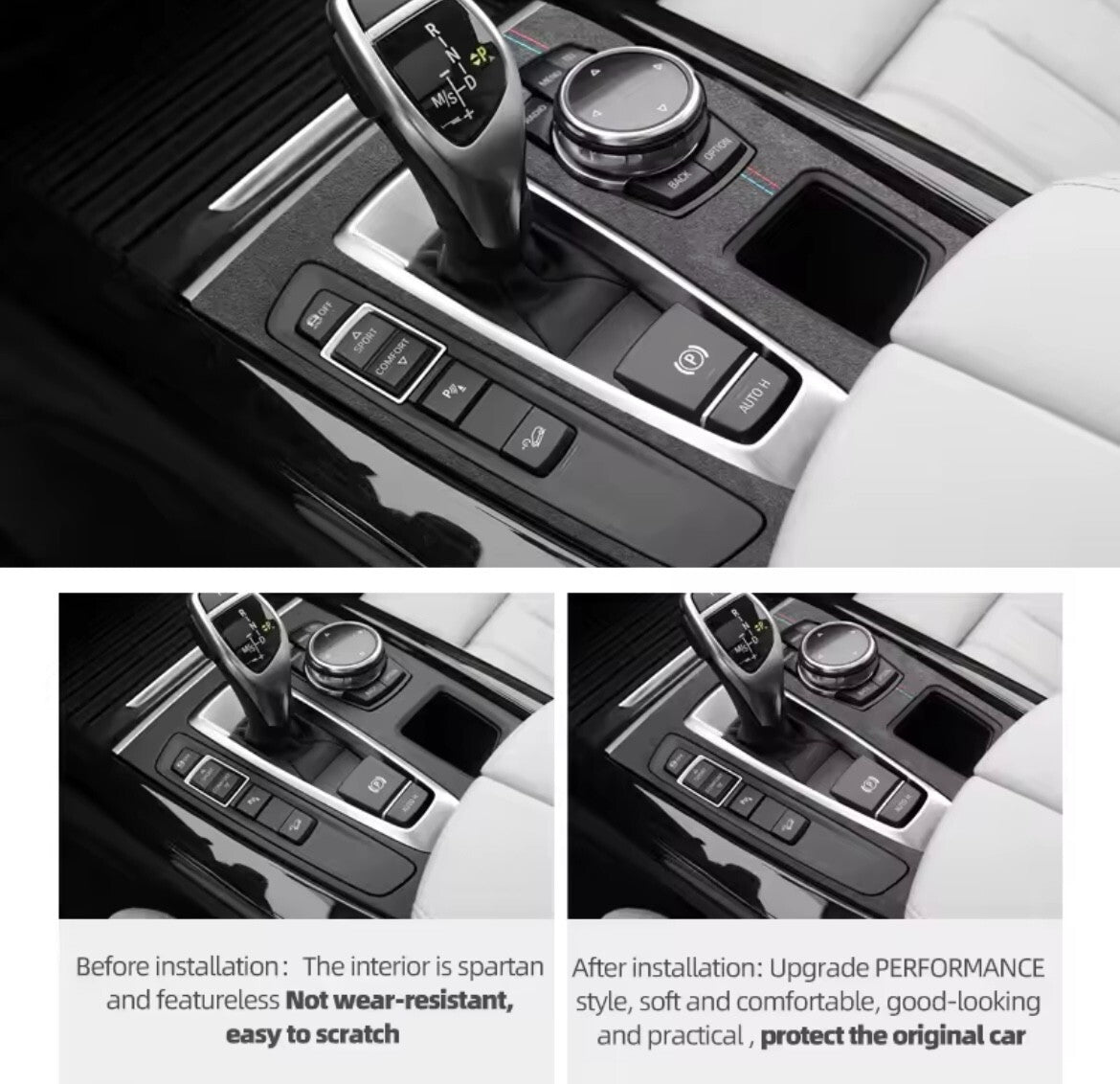 BMW X5 F15 X6 F16 2013-2017 Black Alcantara Gear Panel Surround Cover Automatic