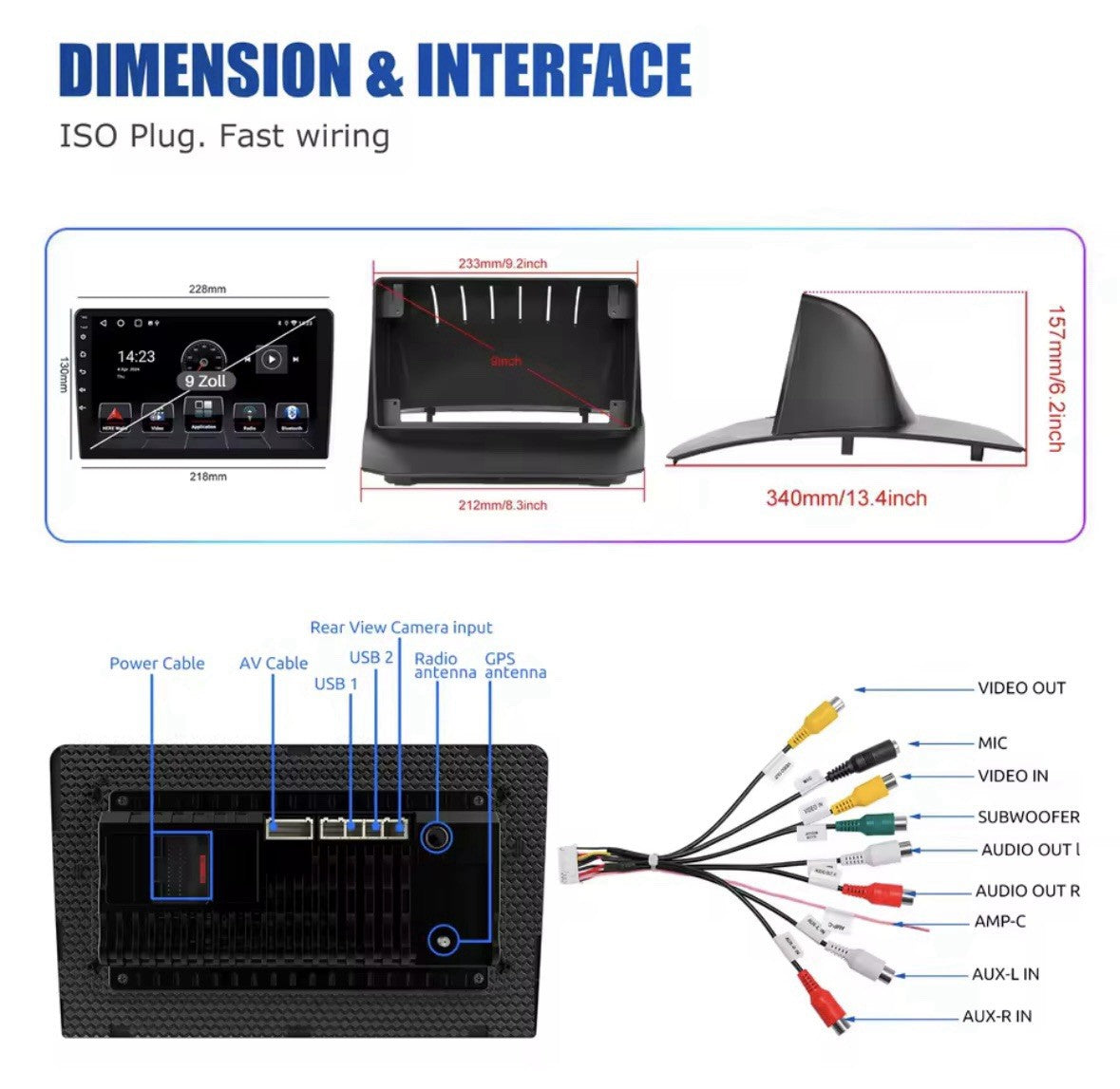 9" Carplay Android Auto Screen Upgrade With Camera For Ford Fiesta MK7 2008-2017