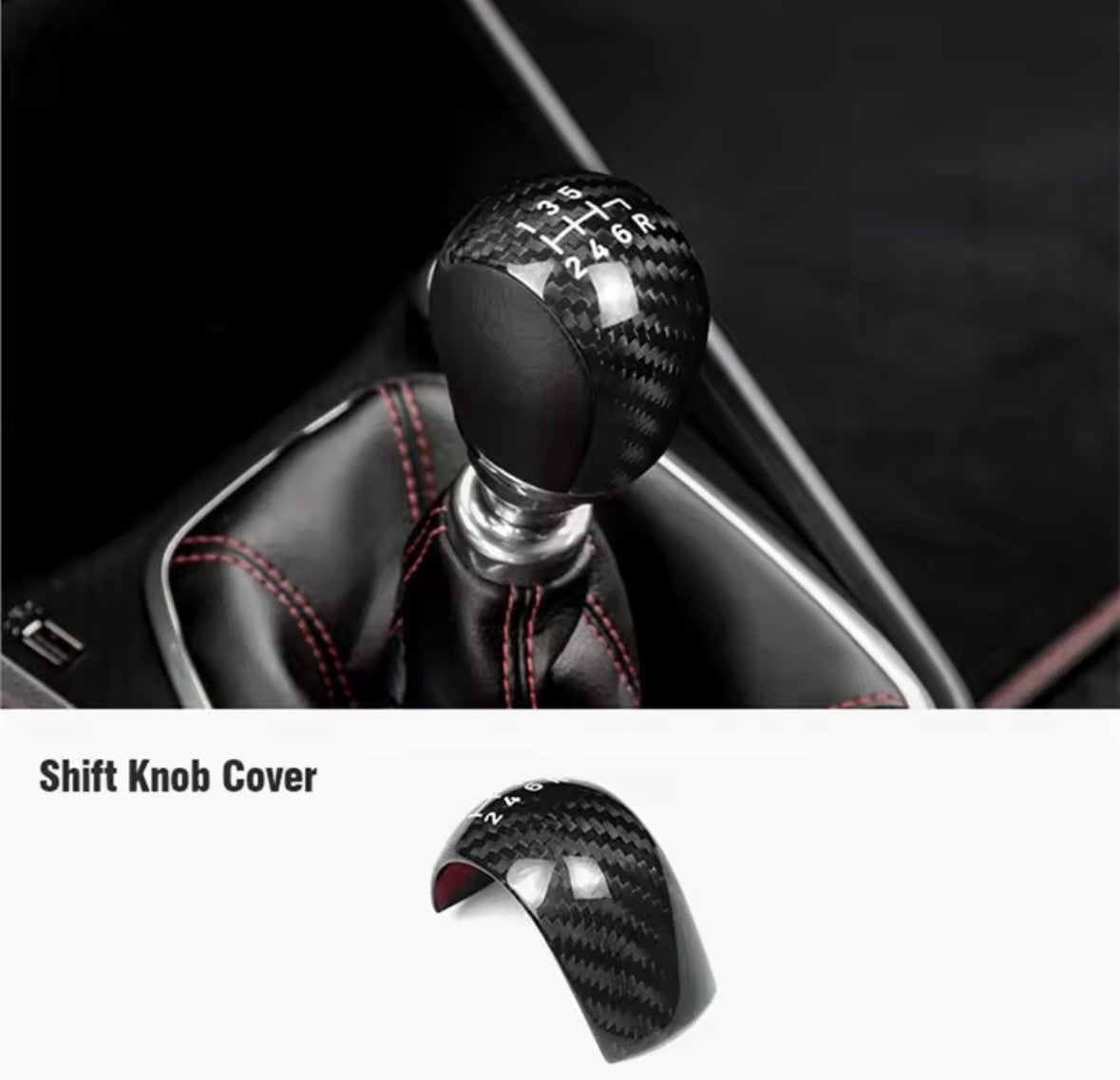 Real Carbon Fibre Gear Knob Trim Cover For Ford Fiesta ST MK8 MK8.5 2018-2023