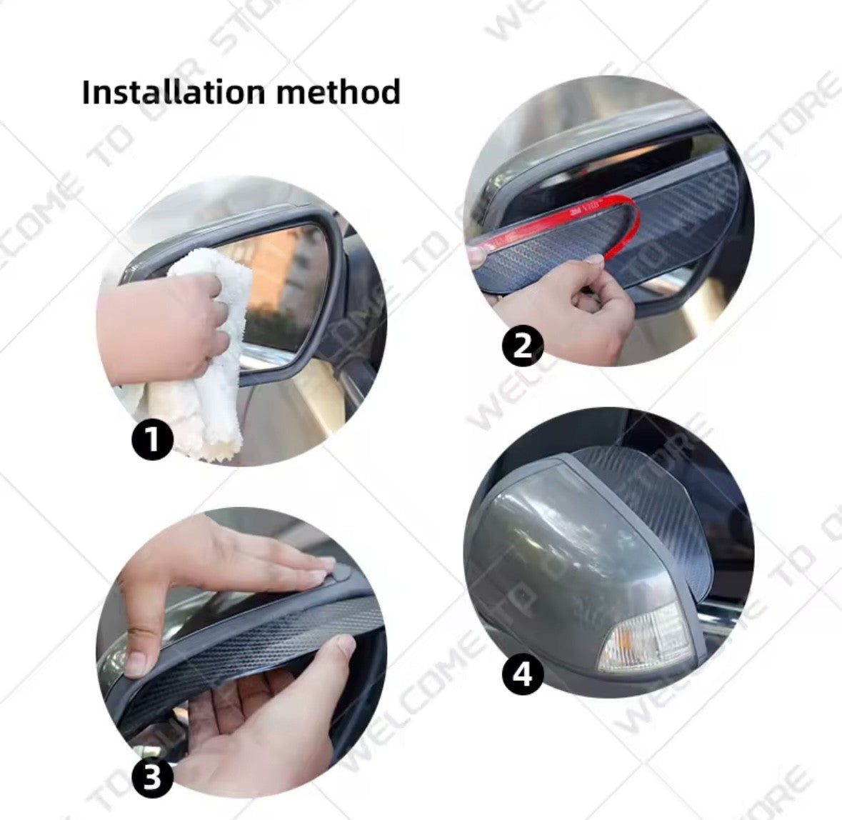 Ford Red Zetec S Wing Mirror Visor Rain Cover Shield Carbon Fibre 2pcs