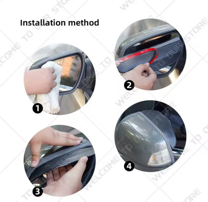 Ford Red Zetec S Wing Mirror Visor Rain Cover Shield Carbon Fibre 2pcs