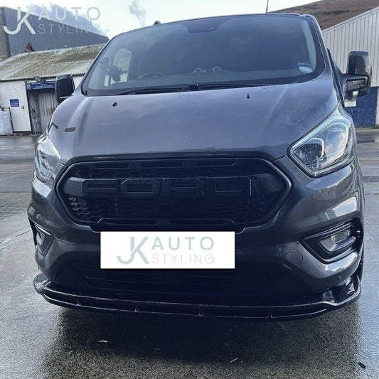 GLOSS BLACK FRONT SPLITTER LIP FOR FORD TRANSIT CUSTOM 2018+ FRONT BUMPER LIP