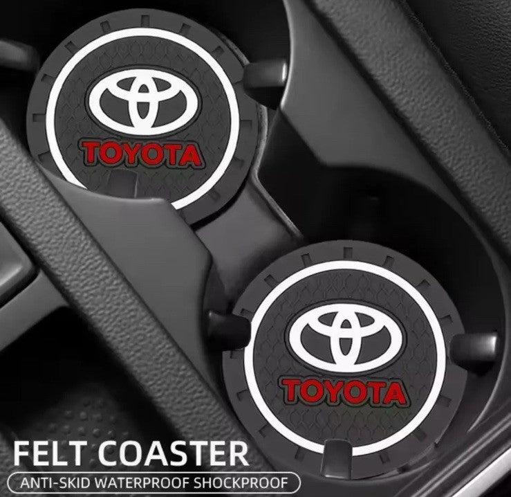Toyota Car Water Bottle Holder Mat Anti-Slip Pad Drink Coaster 2pcs Rubber