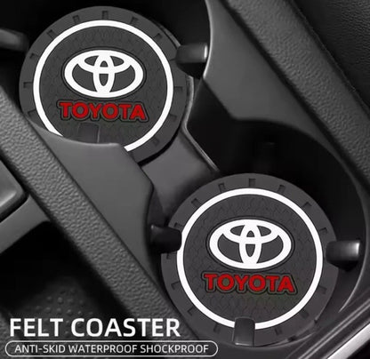 Toyota Car Water Bottle Holder Mat Anti-Slip Pad Drink Coaster 2pcs Rubber