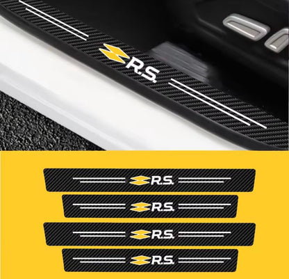 4pcs Renault RS Car Door Sill Protective Strips Overlays Vinyl Carbon Effect