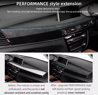 BMW X5 F15 X6 F16 2014-2018 Alcantara Centre Dashboard Panel Cover Blue Stripes