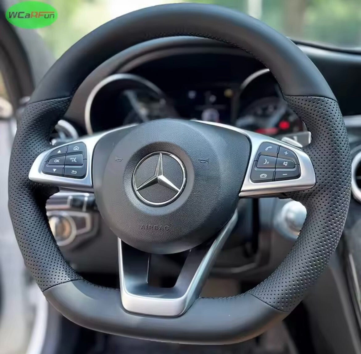 Mercedes A B C E Class CLA GLA GLC GLE Leather Steering Wheel Cover Self Stitch