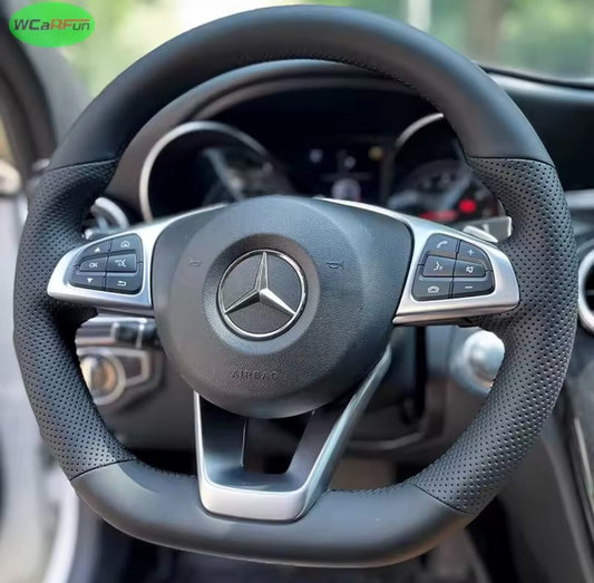Mercedes A B C E Class CLA GLA GLC GLE Leather Steering Wheel Cover Self Stitch