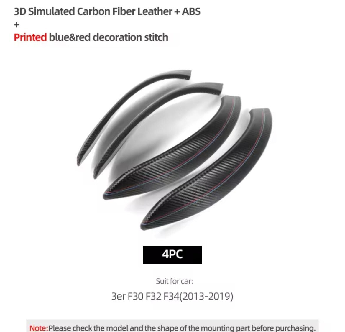 BMW 3 Series F30 F32 F34 2013-2019 Carbon Fibre Interior Grab Handle Trim 4pcs