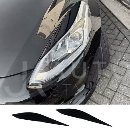 Ford Fiesta MK8 2017-2020 Gloss Black Headlight Eyelid Eyebrows 2pcs