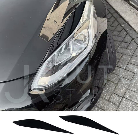 Ford Fiesta MK8 2017-2020 Gloss Black Headlight Eyelid Eyebrows 2pcs
