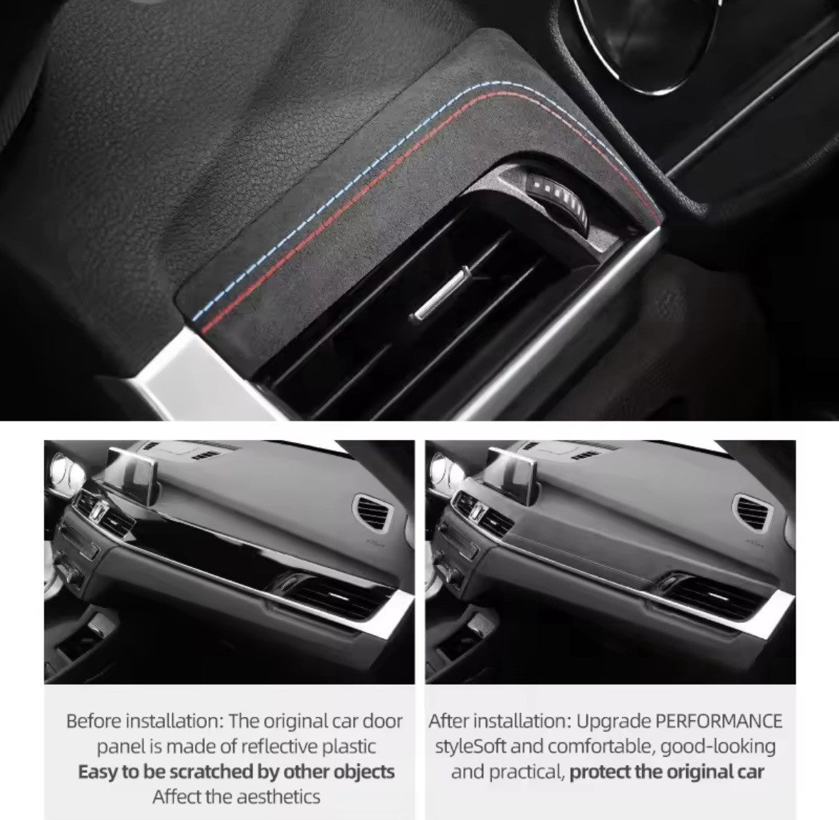 BMW X1 F48 X2 F39 2016-2022 Black Alcantara Centre Dashboard Panel Trim Cover