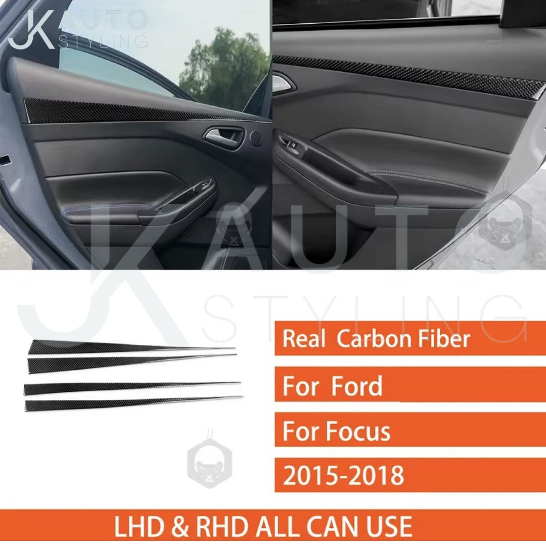 Ford Focus MK3.5 2015-2018 Carbon Fibre Interior Door Card Trim Overlay Full Set