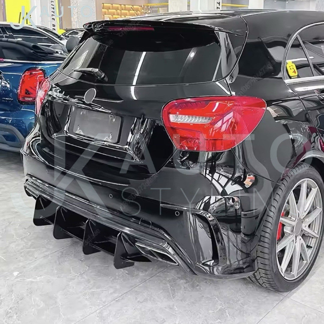 Mercedes A45 AMG 2013-2018 Rear Bumper Diffuser Blade Style Gloss Black