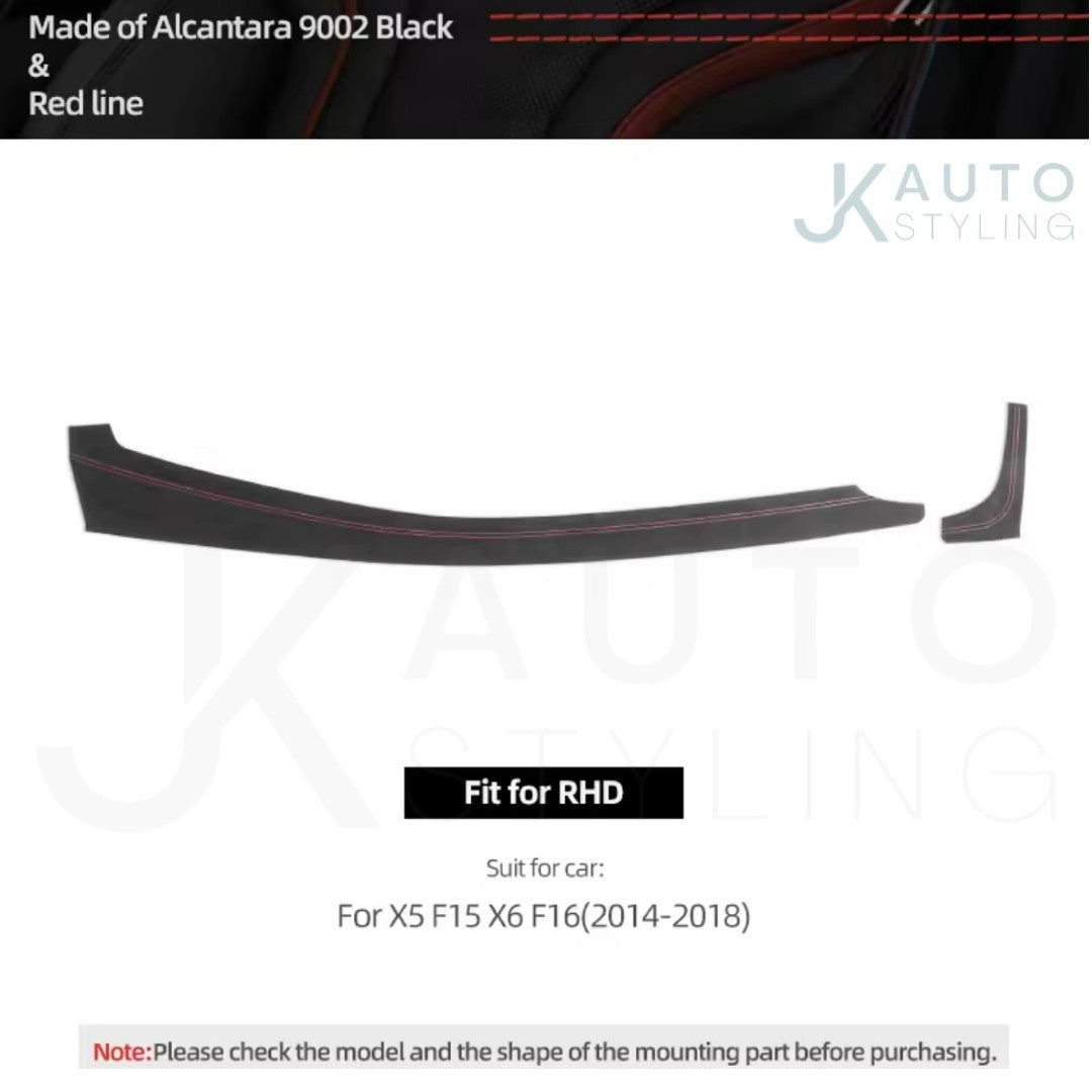 BMW X5 F15 X6 F16 2014-2018 Alcantara Centre Dashboard Panel Cover Red Stripes