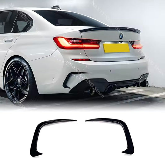 BMW 3 Series G20 G28 2019-2022 Gloss Black Rear Bumper Side Vent Canards 2pcs