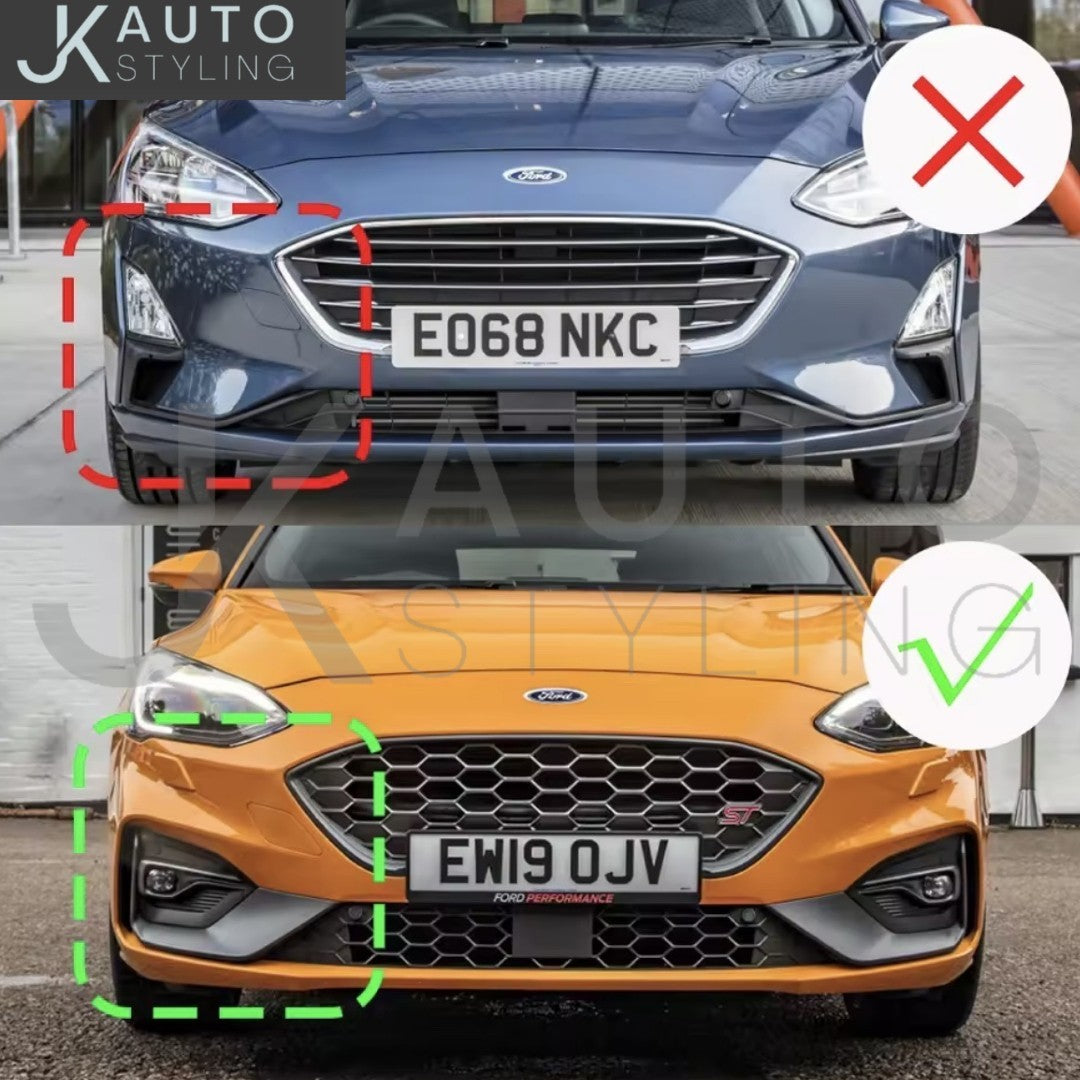 Ford Focus ST Line MK4.5 2012-2024 Gloss Black Front Bumper Canards 2pcs