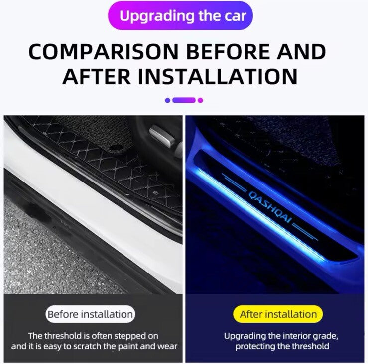 Nissan Qashqai LED Colour Change Door Sill Protector Scuff Plates Wireless RGB