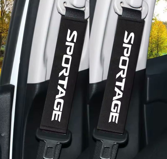 2pcs SPORTAGE Seatbelt Cover Shoulder Pads Black White For Kia Sportage Interior
