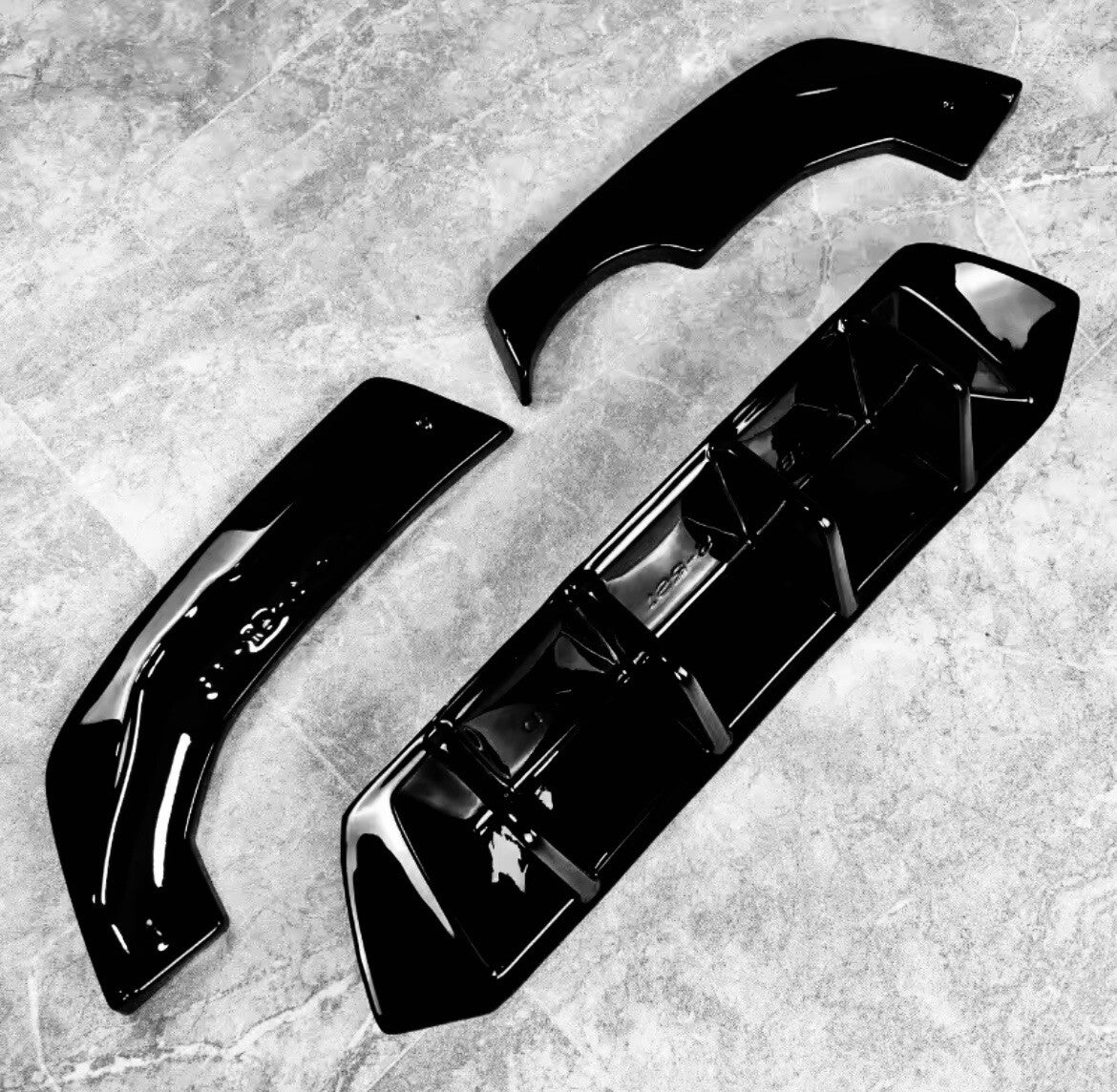 Seat Ibiza MK5 2017-2021 Rear Bumper Diffuser & Rear Spats Kit Gloss Black 3pcs
