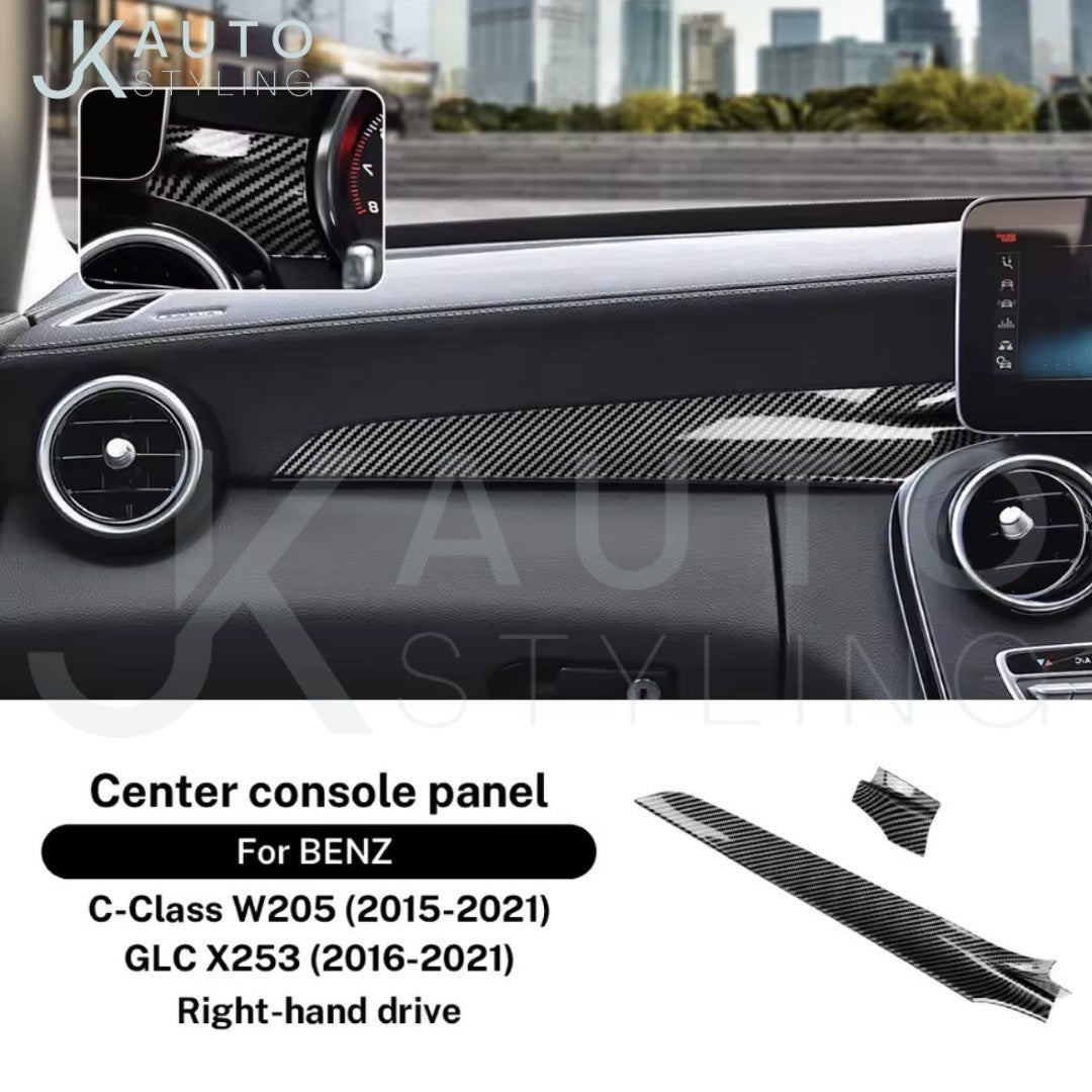 Mercedes C Class GLC 2015-2021 Carbon Fibre Dashboard Trim Cover Overlay RHD