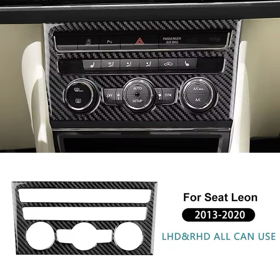 Seat Leon 2013-2015 Carbon Fibre Centre Dash Air Con Panel Trim Surround AC Unit