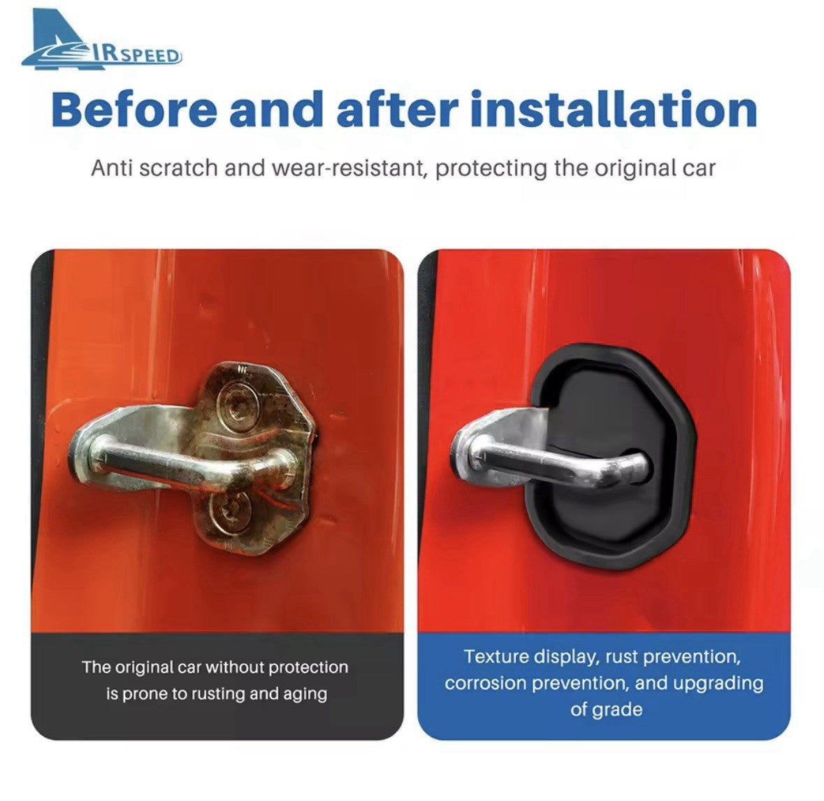 Fiat 500 Punto Abarth 595 Black Silicone Door Lock Catch Protector Covers 2pcs