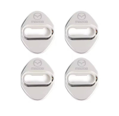 Mazda Silver Stainless Steel Door Lock Catch Protector Covers Accessories 4pcs
