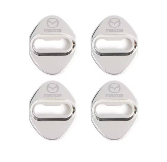 Mazda Silver Stainless Steel Door Lock Catch Protector Covers Accessories 4pcs