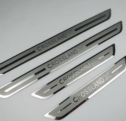 Vauxhall Crossland X Stainless Steel Door Sill Protector Strips Scuff Plates 4pc