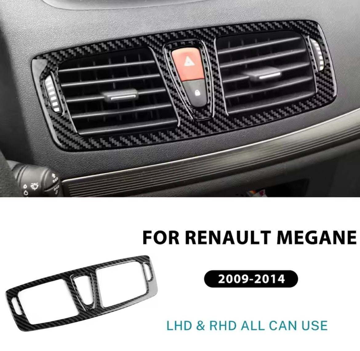 Renault Megane RS Fluence 2009-2014 Carbon Fibre Central Air Con Panel Trim