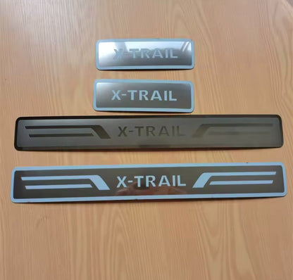 Nissan X-Trail Stainless Steel Door Sill Scuff Protector Plates Silver 4pcs