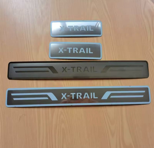 Nissan X-Trail Stainless Steel Door Sill Scuff Protector Plates Silver 4pcs