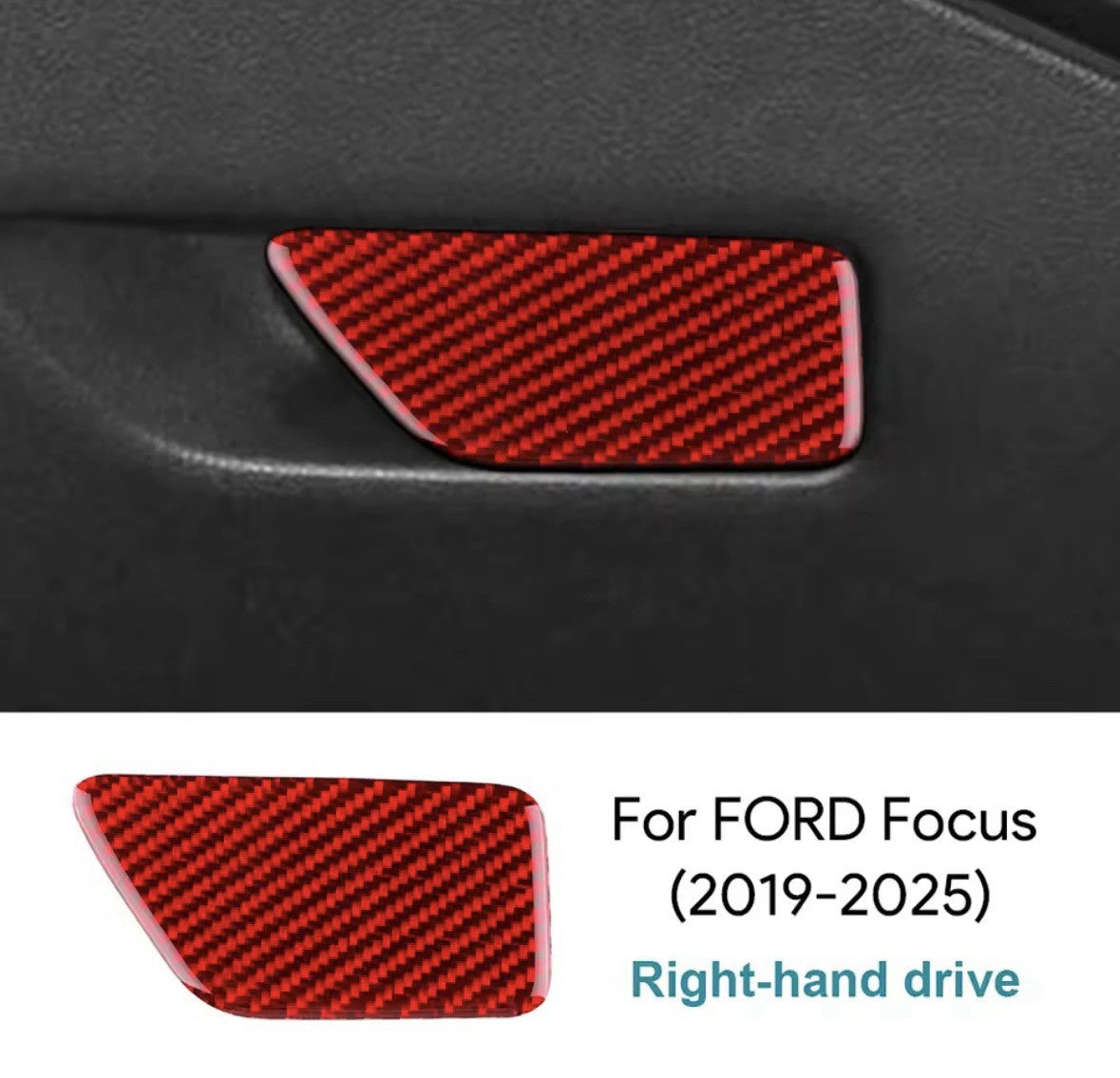 Ford Focus MK4 2019-2025 Red Carbon Fibre Interior Glovebox Handle Cover Trim