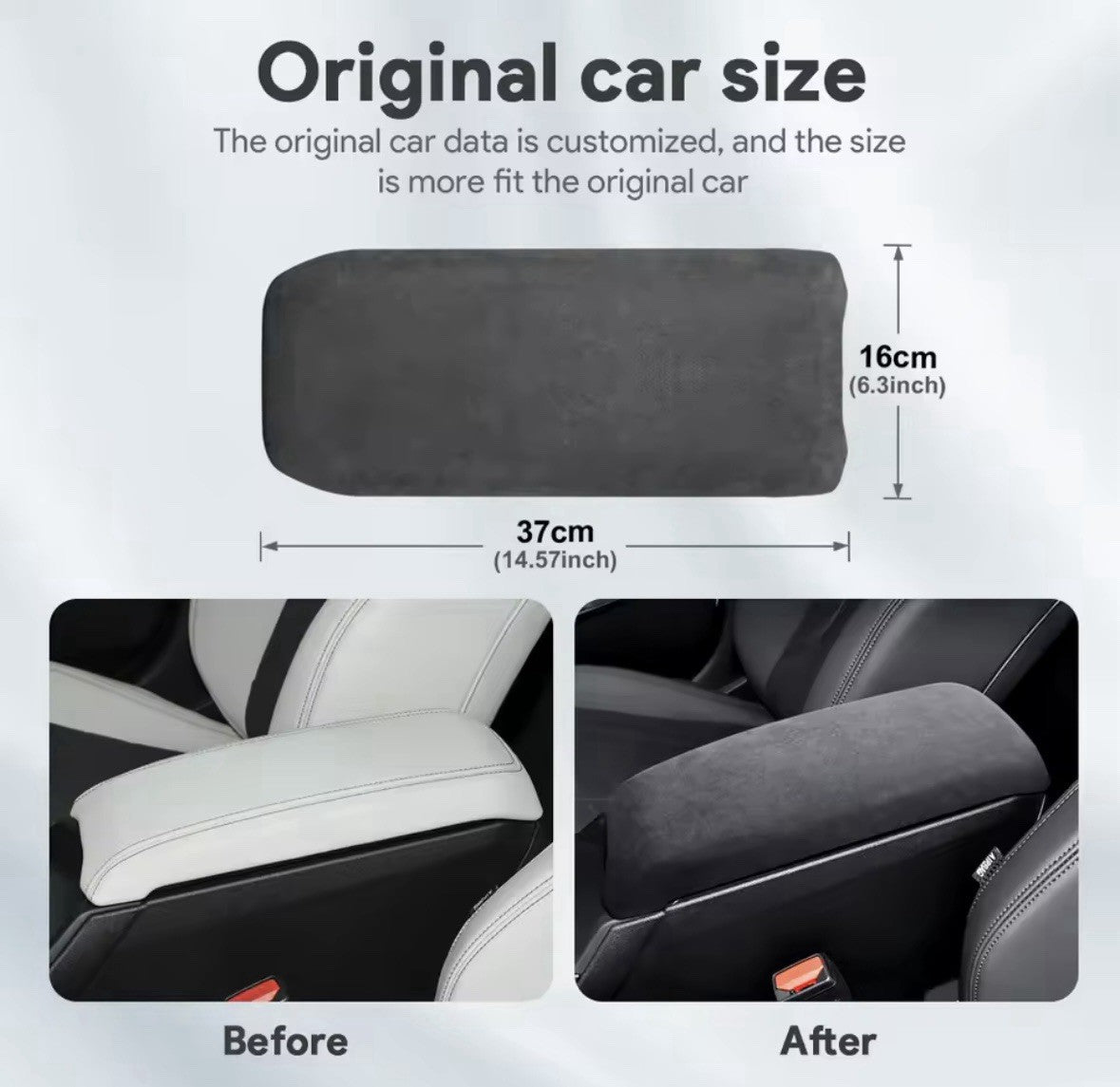 BMW 2 Series F44 Black Suede Alcantara Central Armrest Cover Trim Pad Cushion