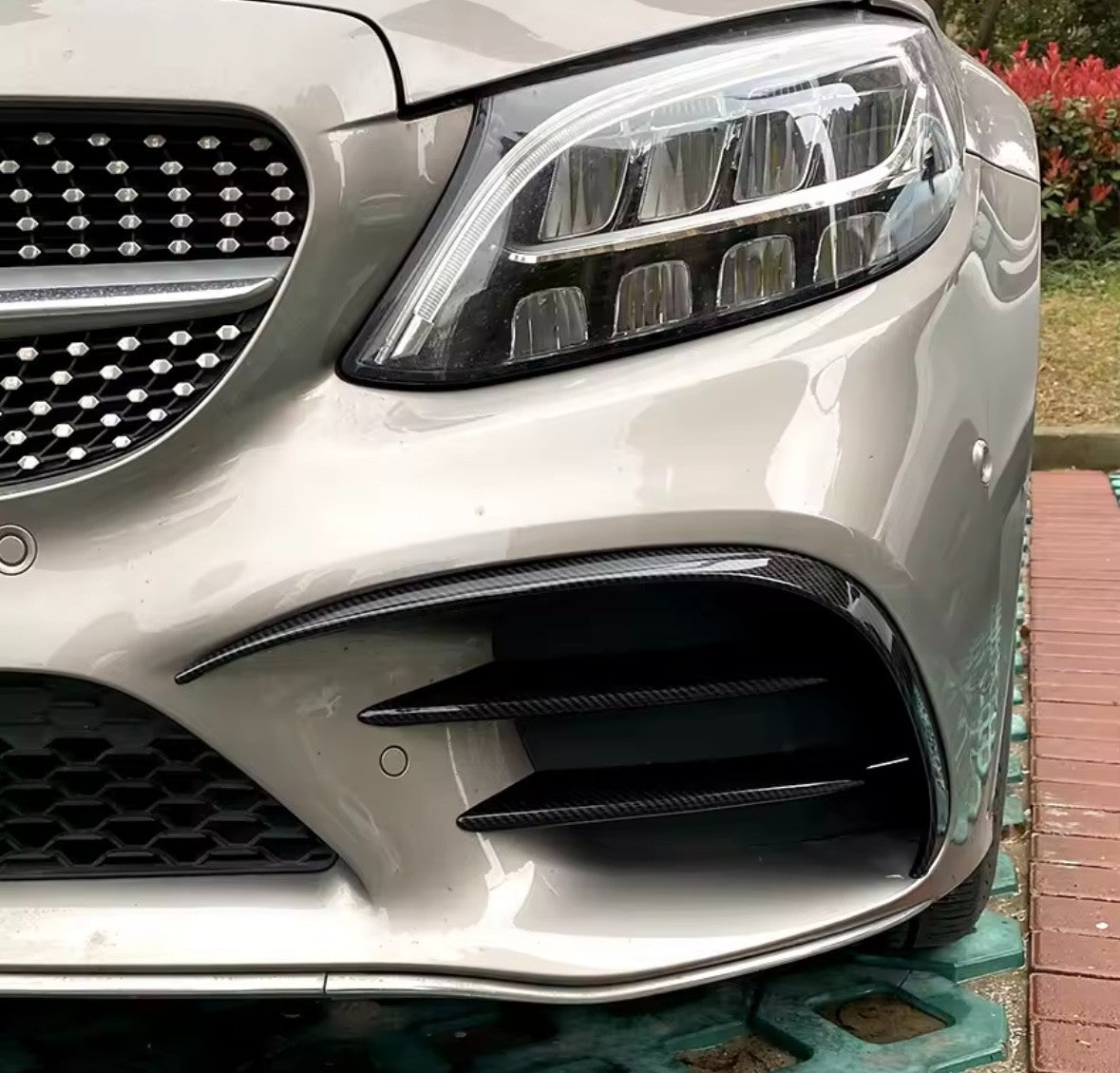 Mercedes Benz C Class W205 C205 Carbon Fibre Front Bumper Side Vent Trims 4pcs