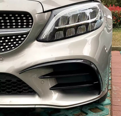 Mercedes Benz C Class W205 C205 Carbon Fibre Front Bumper Side Vent Trims 4pcs