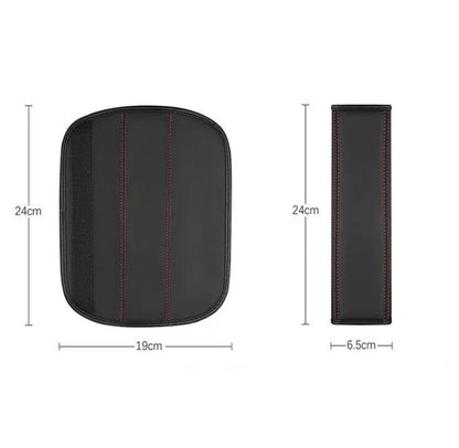 Ford Fiesta Seatbelt Cover Shoulder Pad Black Leather With Red Stitch 2pcs