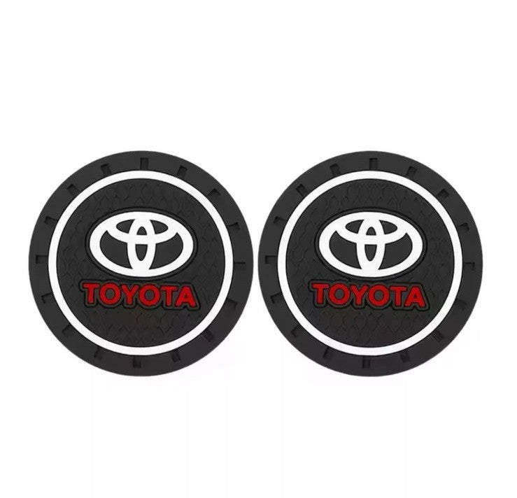 Toyota Car Water Bottle Holder Mat Anti-Slip Pad Drink Coaster 2pcs Rubber