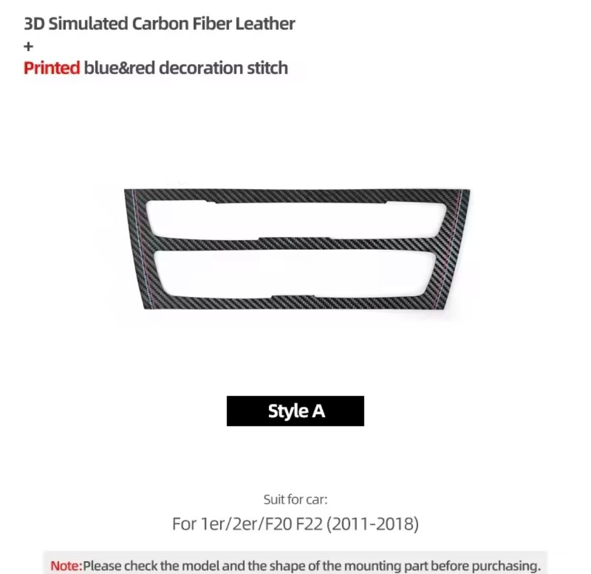 BMW 1 Series F20 2 Series F22 2011-2018 Carbon Fibre Air Con CD Panel Trim A